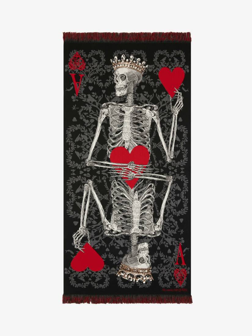 Bufanda Alexander McQueen Love Heart Skeleton Mujer - Negros/Rojos - Mexico 459-LVHDMU